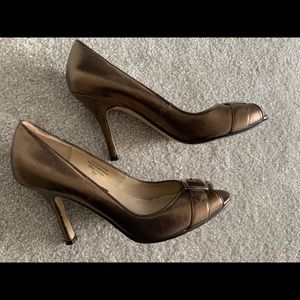 ‘CF by Falchi’ Leather Open Toe Pumps - Copper
